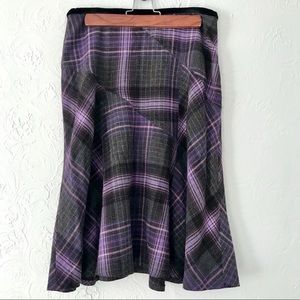 Vintage Nine West Women’s Purple A-line Plaid Wool Blend Skirt, Size 4